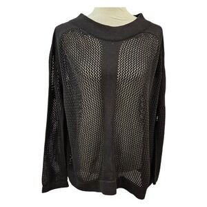Liviana Conti Womans Open Knit Mesh Asymmetrical Sleeve Sweater Oversized US Med
